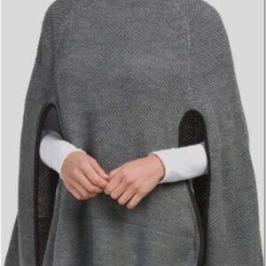 Lauren Ralph Lauren Poncho Jacket Cape Womens Gray Wool Blend O/S Equestrian